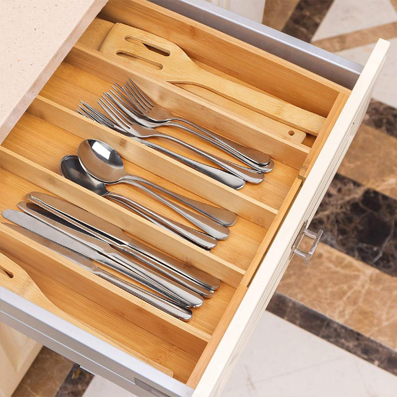 5 Grid Multi-functional Bamboo Storage Box with Drawer Eco-friendly and Practical