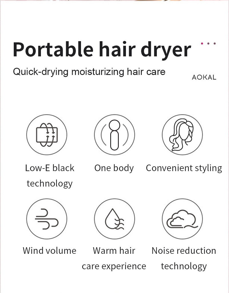 Professional Salon 20*5cm Portable Hair Blow Dryer For Camping