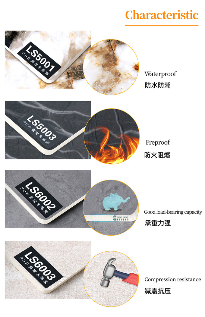 Bathroom High Gloss PET PVC Marble Wall Panels Bamboo Charcoal Board