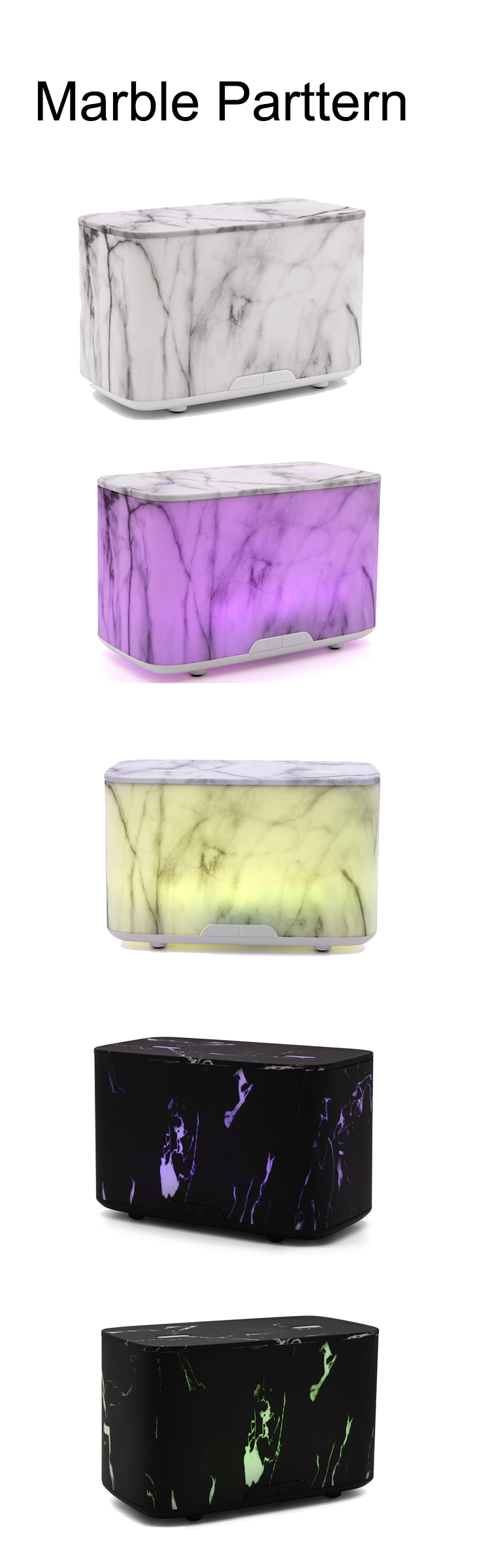 Marble Grain Double Mist Nozzle Humidifier Wood Aromatherapy Diffuser