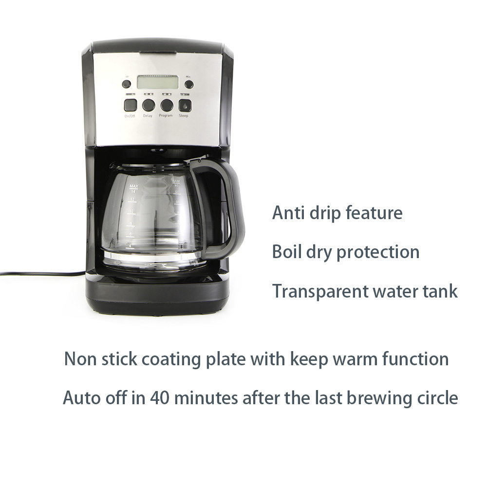 Customized Household Filter Coffee Maker Electric Compact Lightweight For 14 Cups