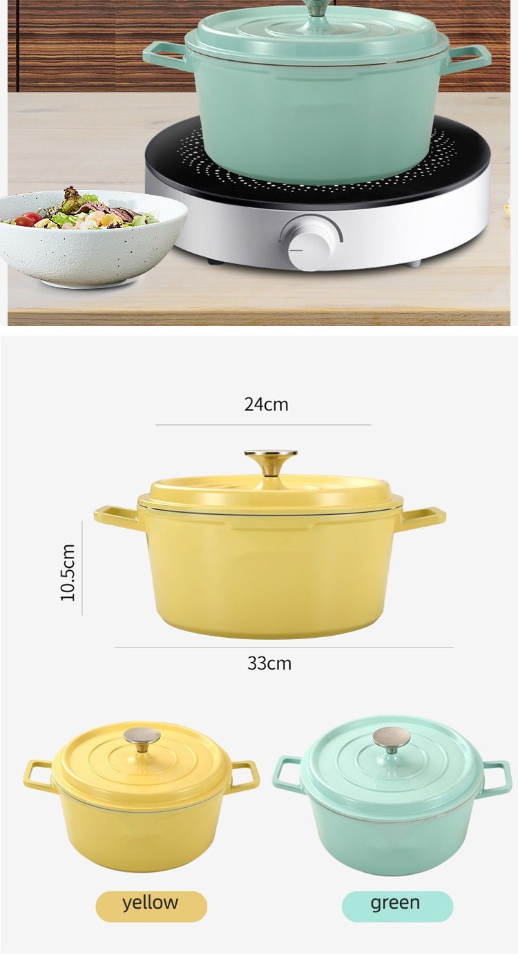 Amazon TOP Seller Kitchen Cookware Round Aluminium Enamel Pot Crock Pot Soup Pots For Cooking