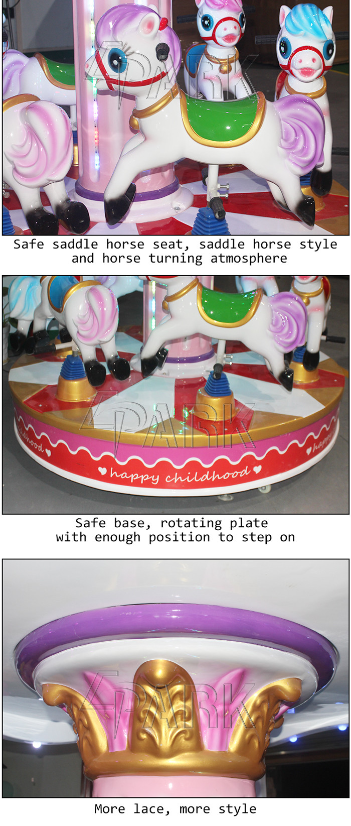 Guangzhou amusement park merry go round rides EPARK coin operated carousel for sale fiberglass 6 seats theme park rides