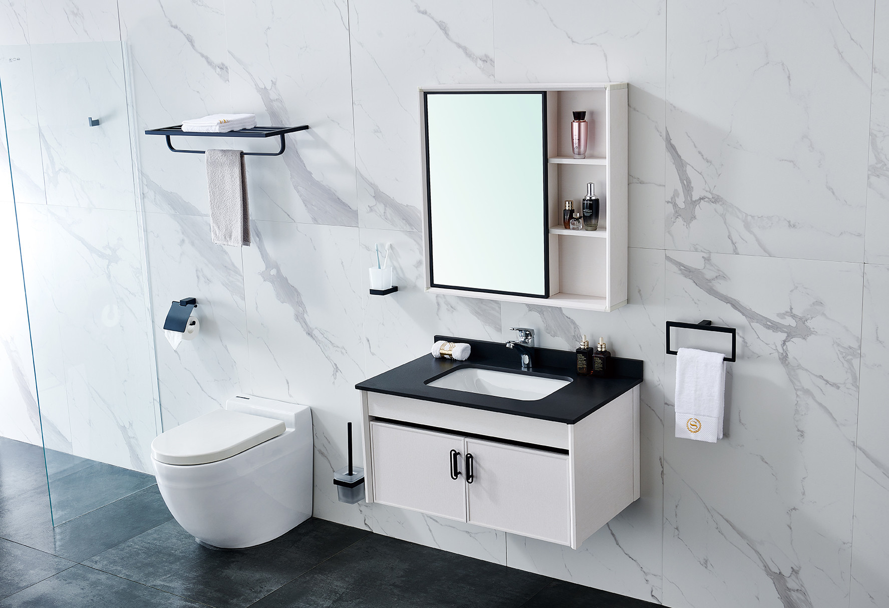 Black Luxury Bathroom Hardware Accessories Towel Bar Sets