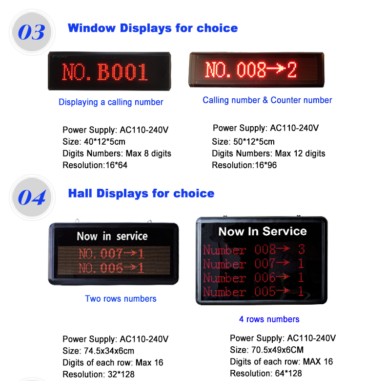 Easy operation wireless queue management system for hospital with ticket dispense and led display
