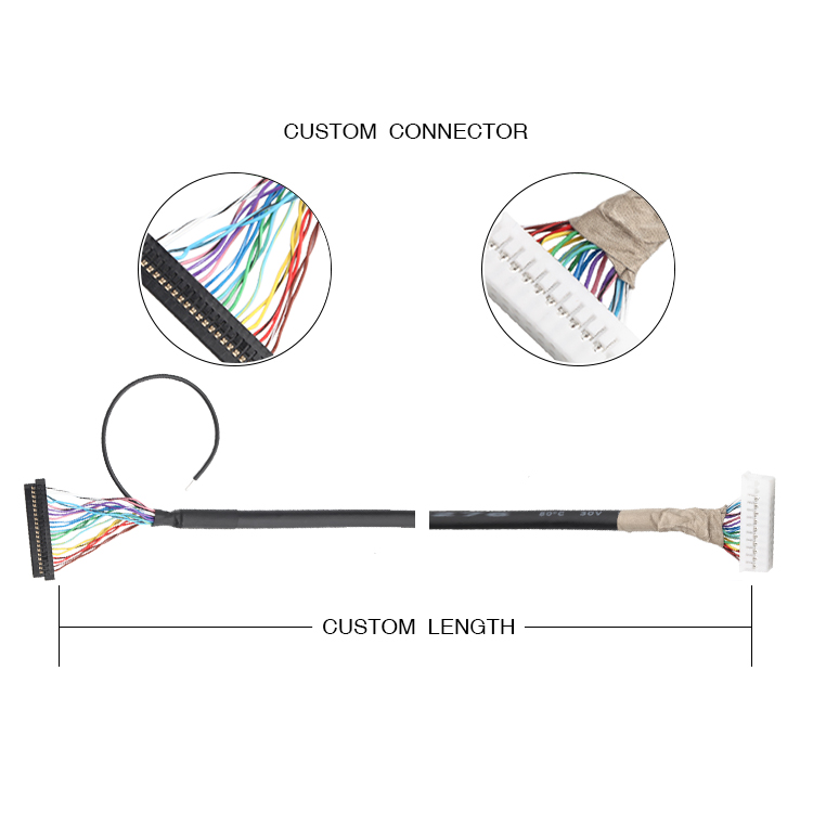 Micro Coaxial LVDS Cable Assembly JST PHDR-24VS TO JAE FI-S20S