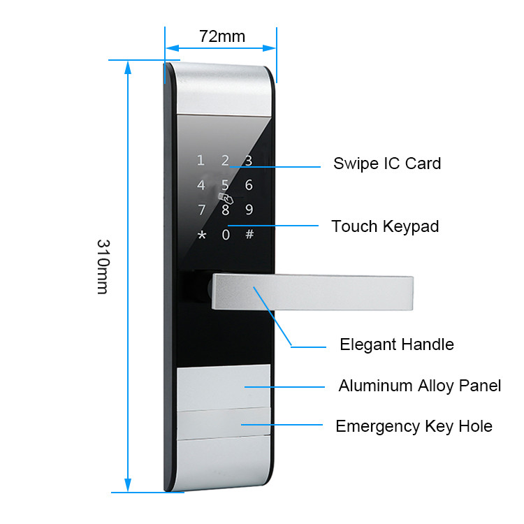 TT Lock APP Control Apartment House Digital Electric Smart Door Lock with Code and Card