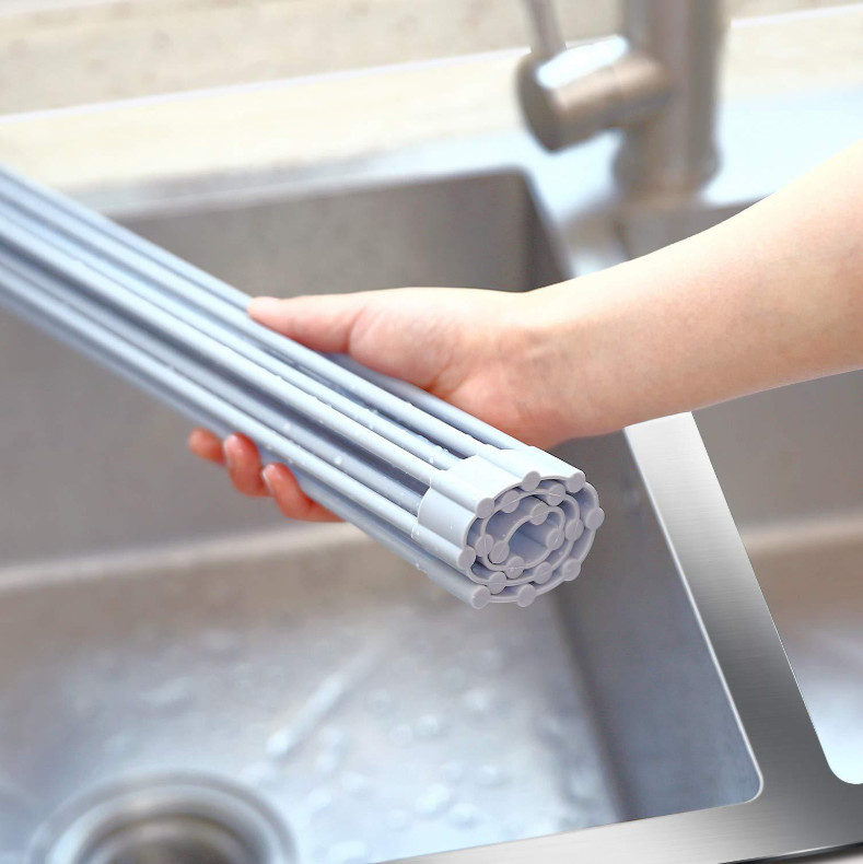 Multipurpose Rolling Dish Drying Rack 12.7In X 20.5In Silicone Sink Mat