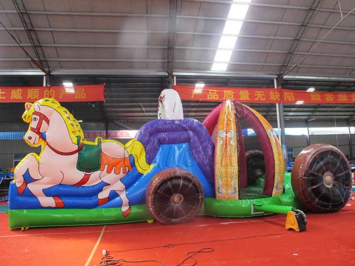 Beautiful Commercial Inflatable Water Slides , Carriage Style Blow Up Water Slide