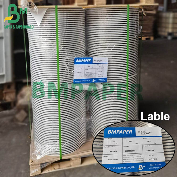 60gsm Food Grade Straw Paper Custom Stripes Colors Outer Paper 600mm 620mm Roll Wide 76mm Core