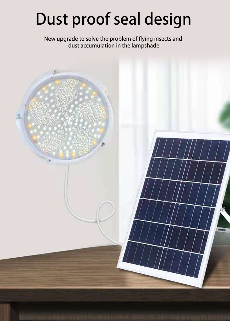 Time Control 100w Solar Ceiling Light Waterproof For Garden Home