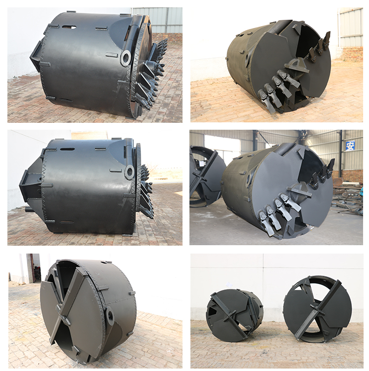 Double Cut 1200mm Height 800mm Diameter Soil Bucket With Flat Teeth