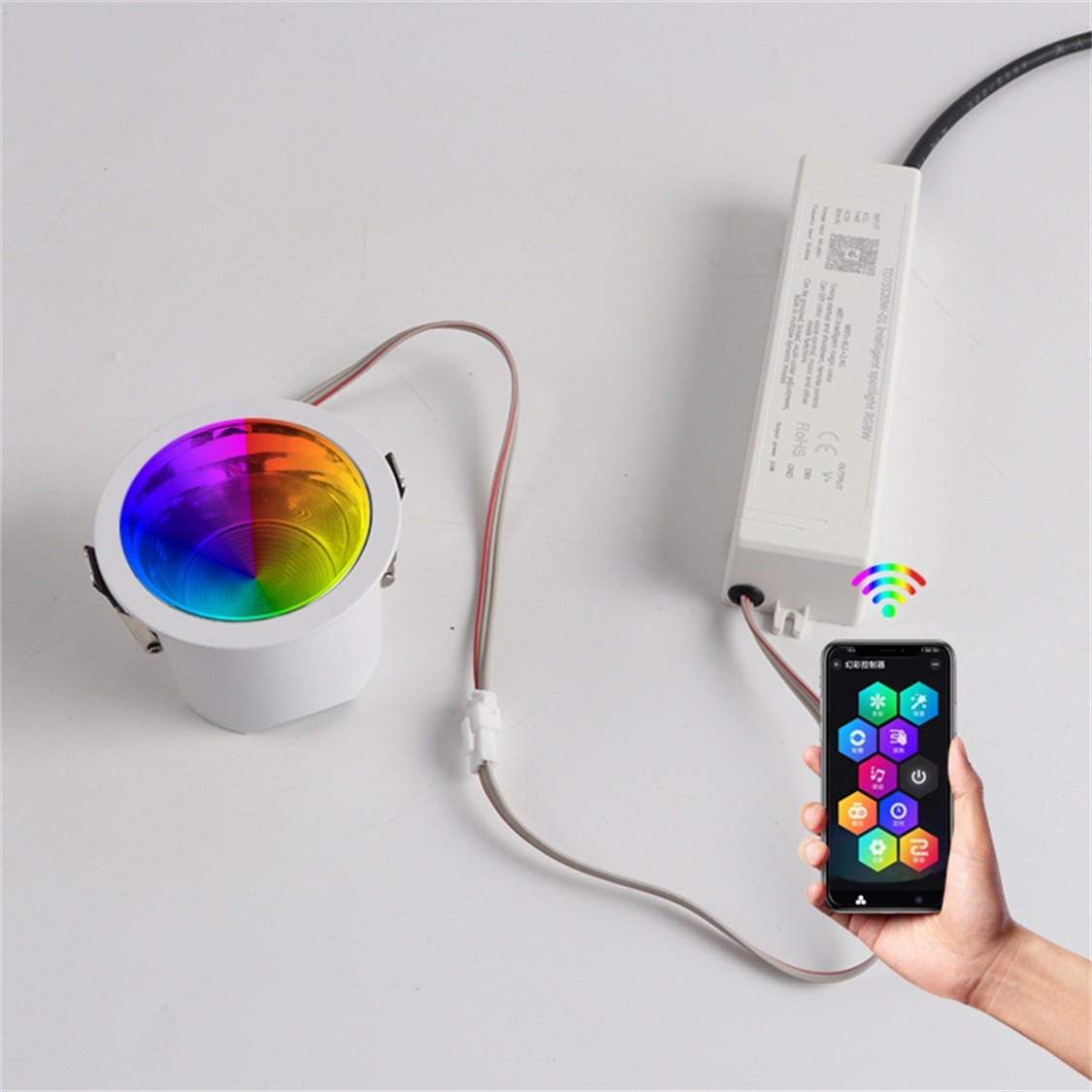 Wifi LED Smart Recessed Downlight Adjustable Surface Mounted 400LM SPI USC2904 Indoor Magnetic Lighting