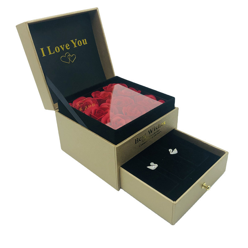 Drawer Cardboard Flower Boxes Offset Printing Luxury Flower Gift Box