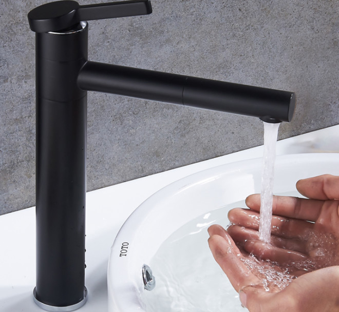 ABS Handle Chrome Pull Out Spray Tap Exposed Wall Mount
