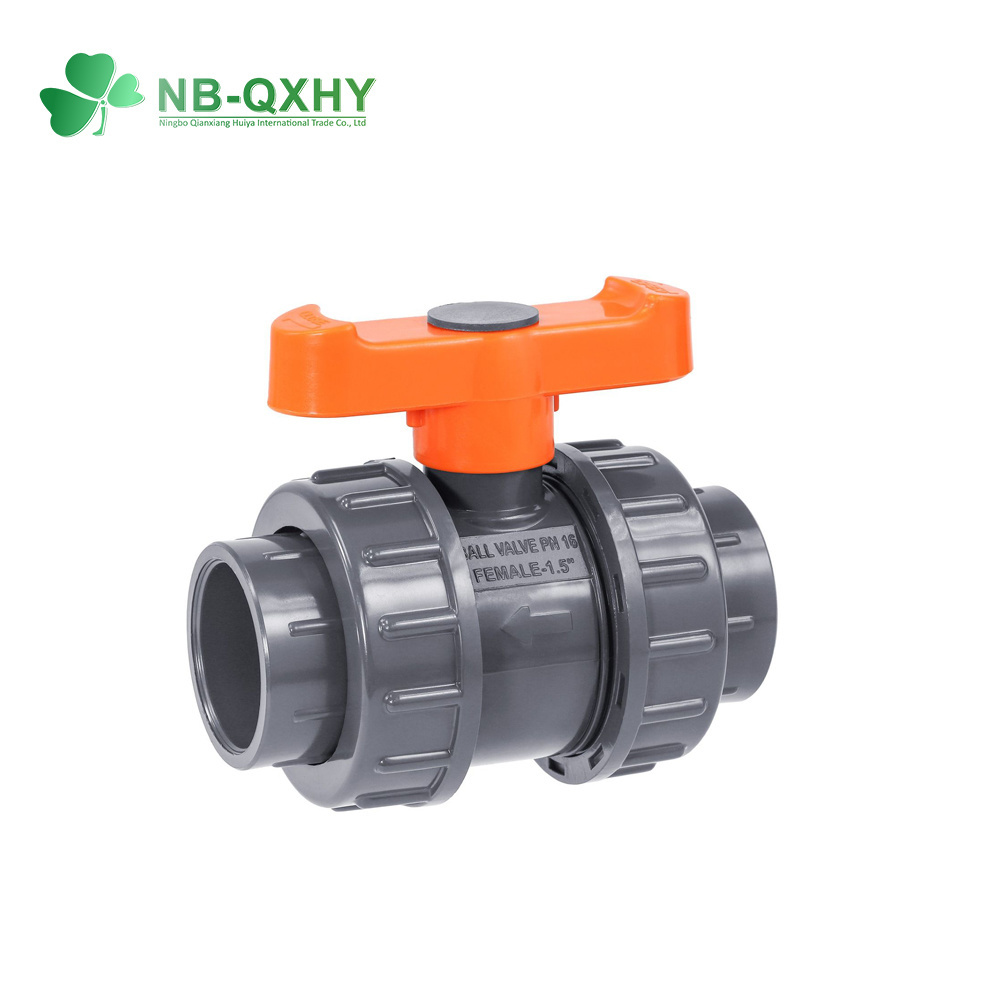 Manual Industrial Grade PVC/UPVC Plastic True Double Union Ball Valve with Different Handle Type