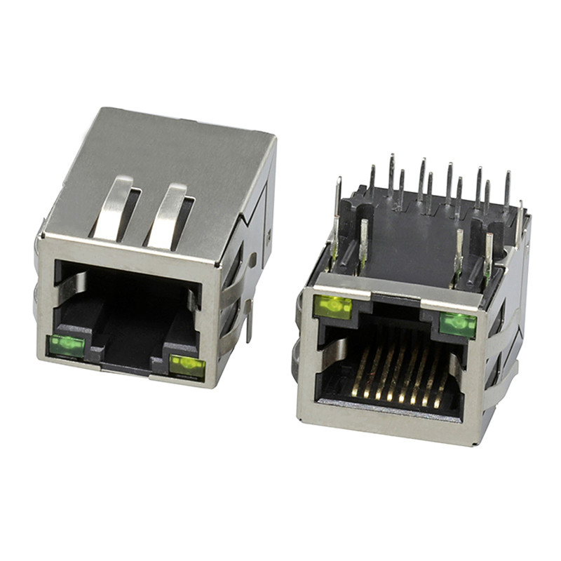 Single Port Tab Down 8 Pin Female RJ45 PCB Connector With Filter Ethernet