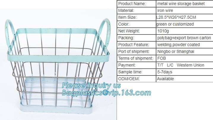 metal wire storage basket with tray in whole sale lowest MOQ sale even just buy 1 set, Kitchen storage Rose gold wire me