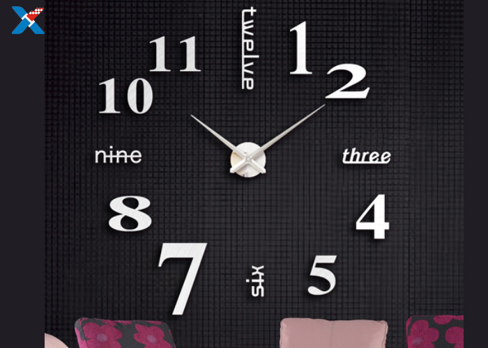 Decoration 3D Acrylic Wall Clock , Large Sticker Wall Clocks For Bedroom / Living Room