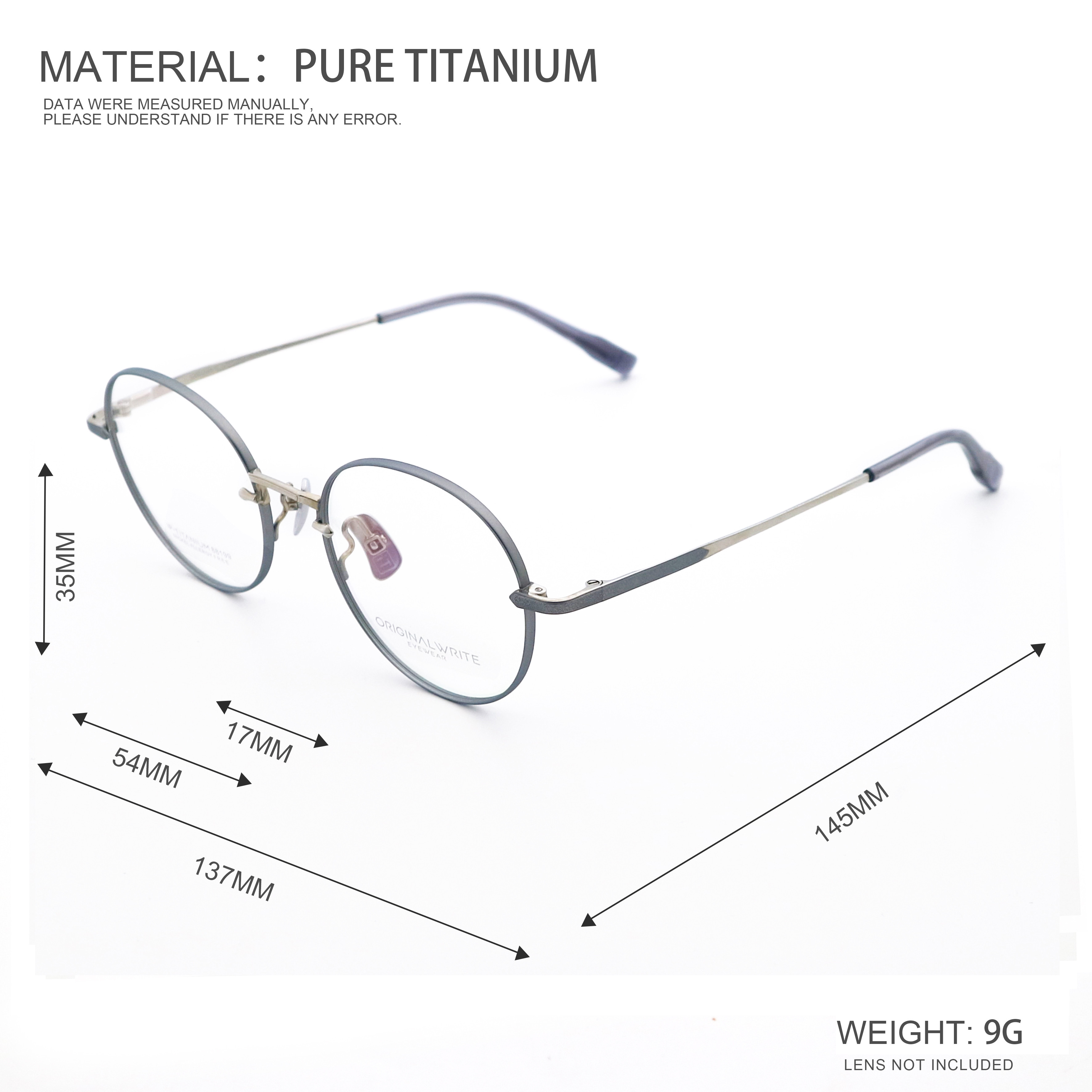 Ultralight Full-Rim Super Elastic Pure Titanium Material Glasses Mens Ladies