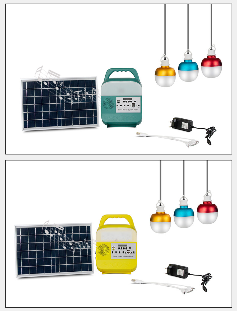 Global Sunrise 8000mah Solar Home Lighting System With Radio FM MP3