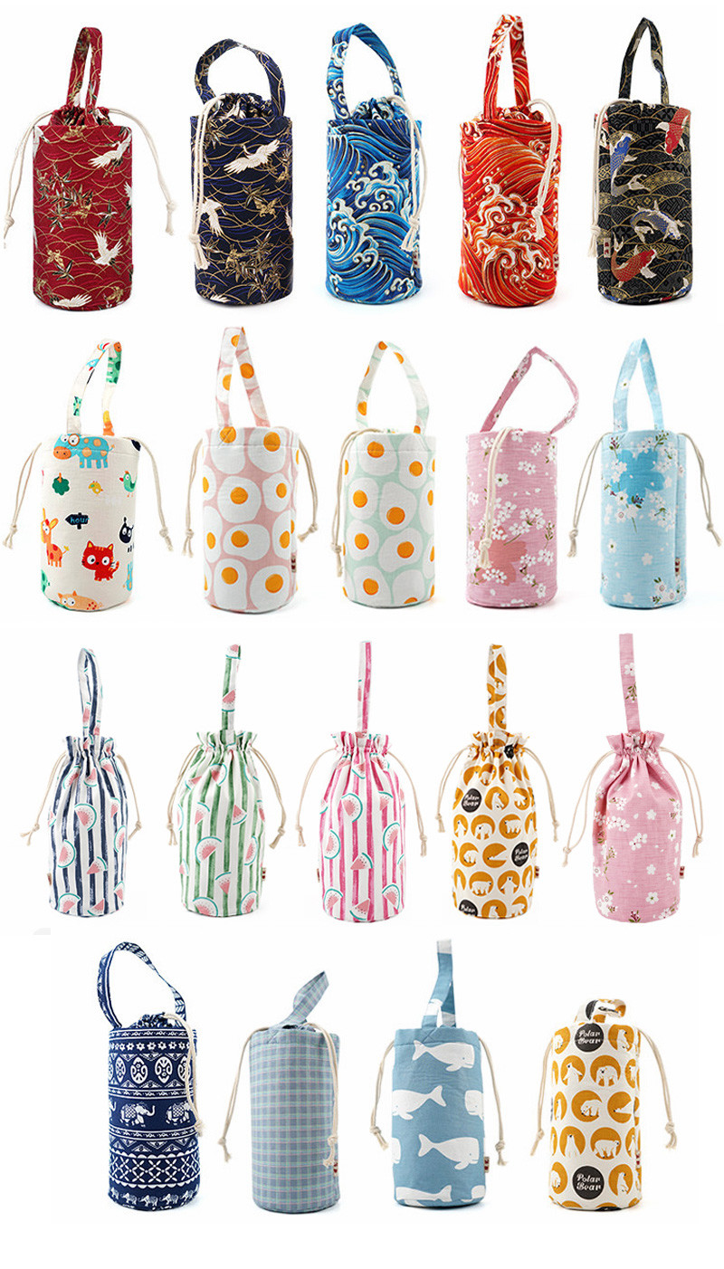 Recyclable Shoulder Strap H20CM Canvas Water Bottle Holder