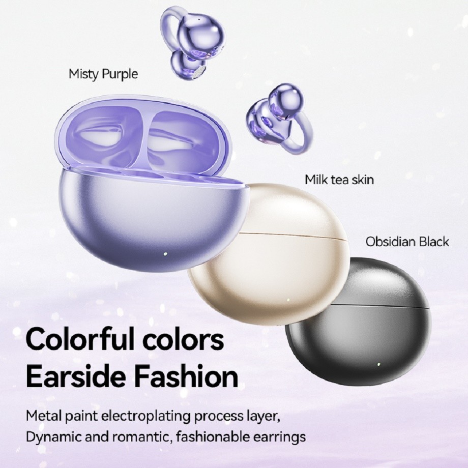 BT 5.4 3D Ergonomic Design Bluetooth Headphone Earphone Up To 5 Hours Per Call Uniform Pressure In Misty Purple Milk Tea Skin Obsidian Black