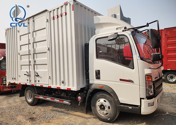 HOWO brand Box Light Duty Commercial Trucks Wheelbase 3360 Steering Wheel,Total weight 4330kg, white color