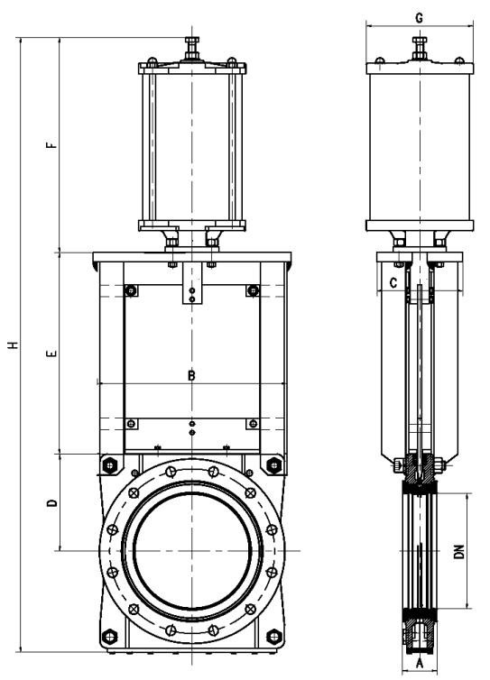 Ductile Iron Heavy Duty Slurry Knife Gate Valve Hand Wheel Operation