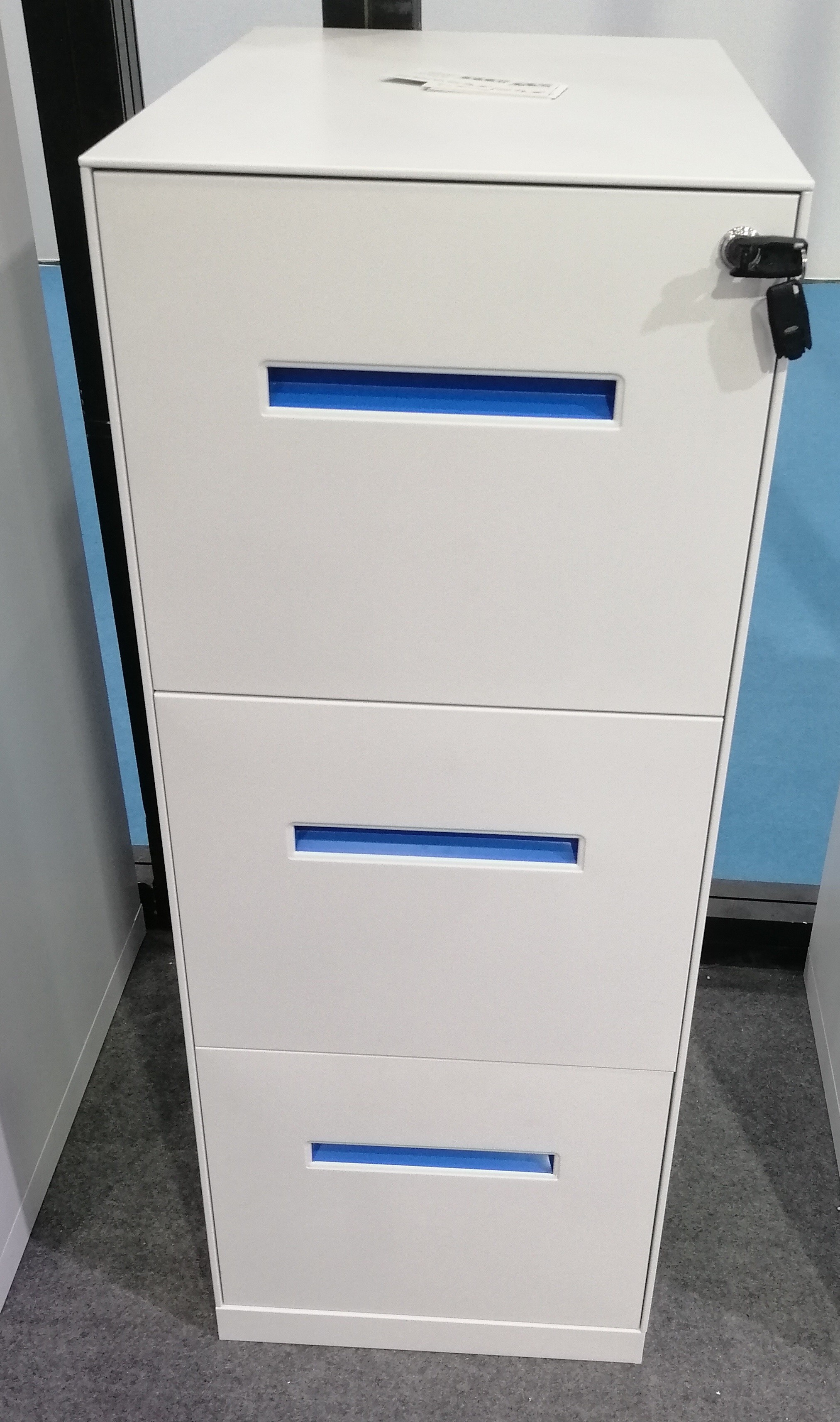 5mm Edge Vertical 3 Drawer Filing Cabinet Vertical Steel Filing Cabinet With Hanging Bar