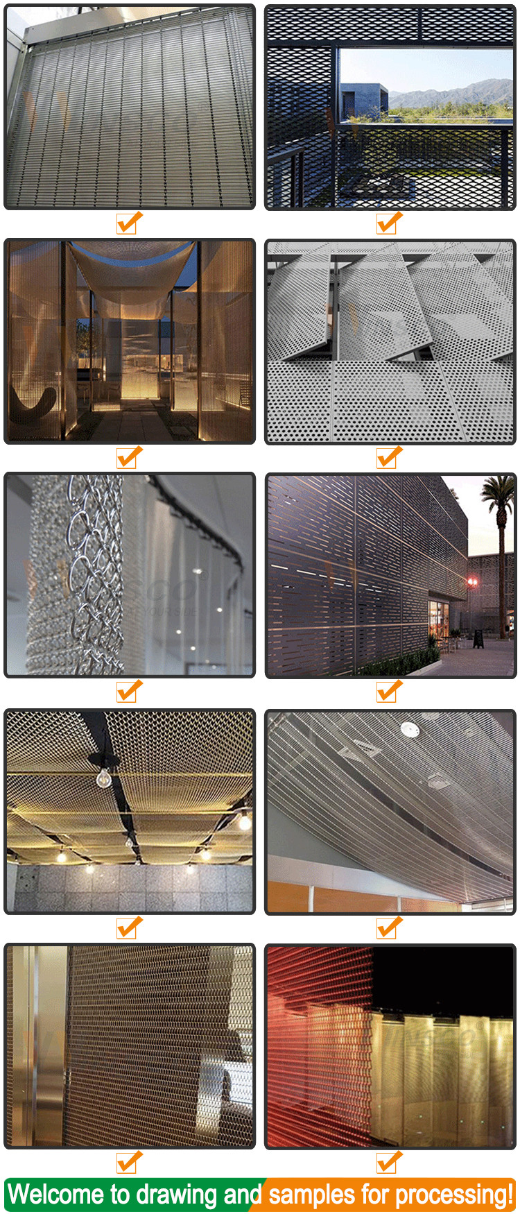 Yellow Bronze Stainless Steel Decorative Wire Mesh AISI 201 304 316 Architectural