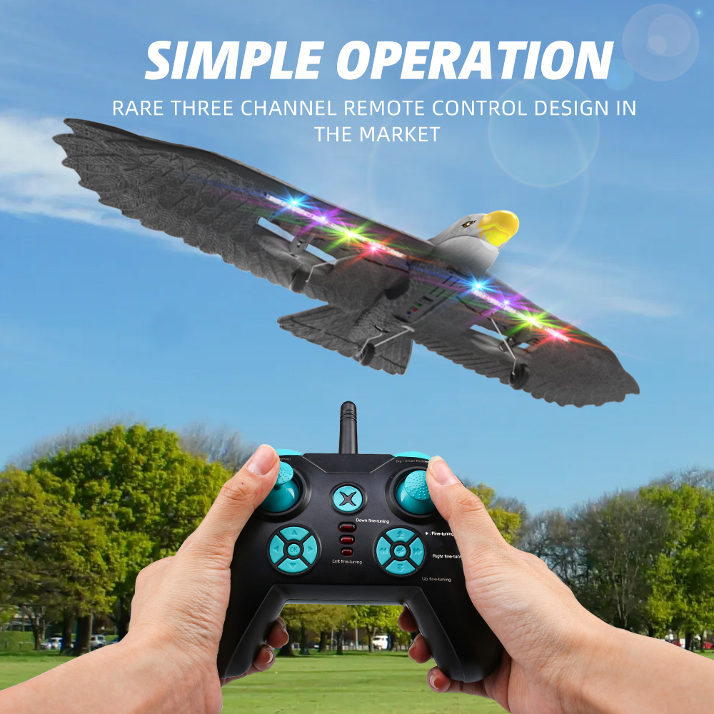 3-Ch RC Bird Plane Fly Toy RC Airplane EPP Model Eagle Toys Glider Jet Controller Battery 4*1.5AAA Battery not included