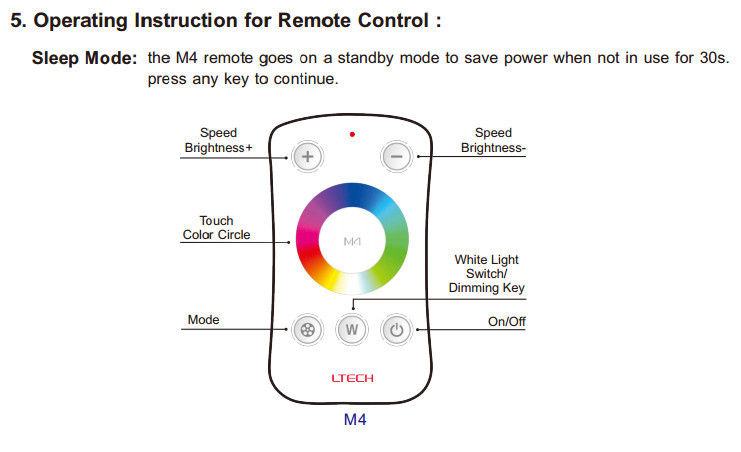 40-50m Distance LED Strip Controller With 433.92 MHz Working Frequency
