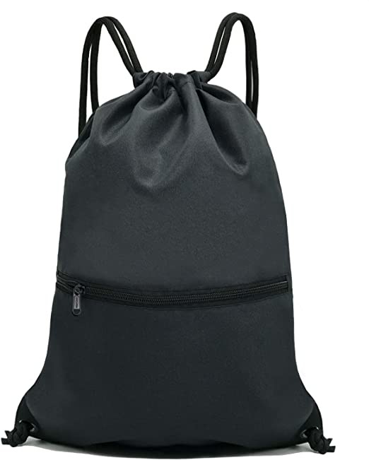 Recyclable and Durable Black Waterproof Lager Capacity Drawstring Backpack Bag