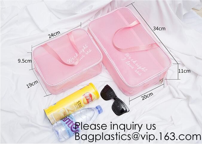 Clear Zipper Pouch with Strap Makeup Bag PVC Cosmetic Pouch,Printing Clear k Cosmetic PVC Pouch, bagease, bagplast