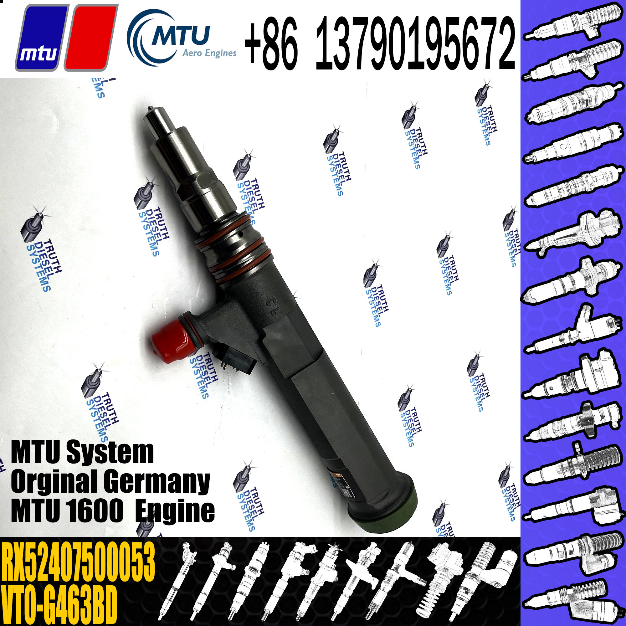 RX52407500053 Diesel Fuel Injector Common Rail Fuel Injector VTO-G463BD