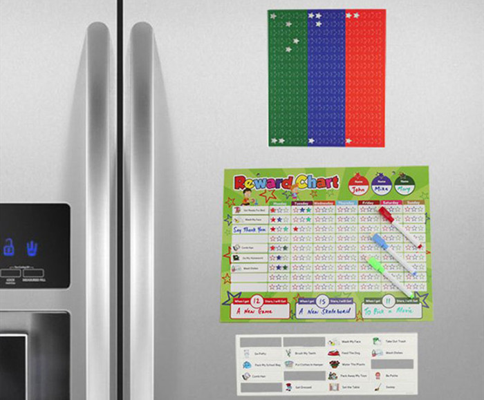 16"x12" Magnetic Whiteboard Chore Reward Chart w/Dry Erase for 3 Kids