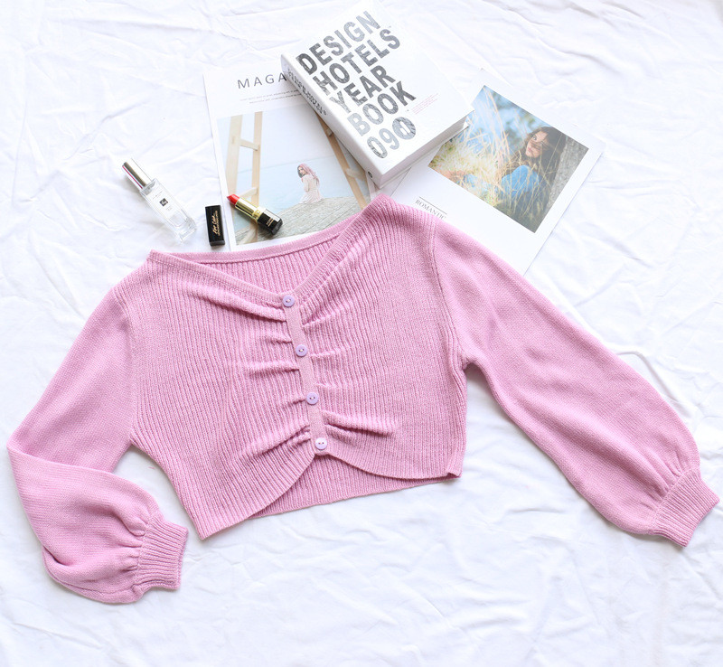 Autumn Long Sleeve Knitted Crop Top Sweater
