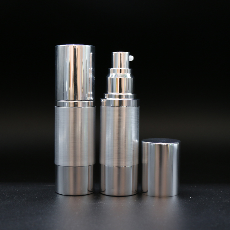 15ml 30ml 50ml 80ml 100ml Custom Frosted Silver Airless Pump Bottle Refill Lotion Cream