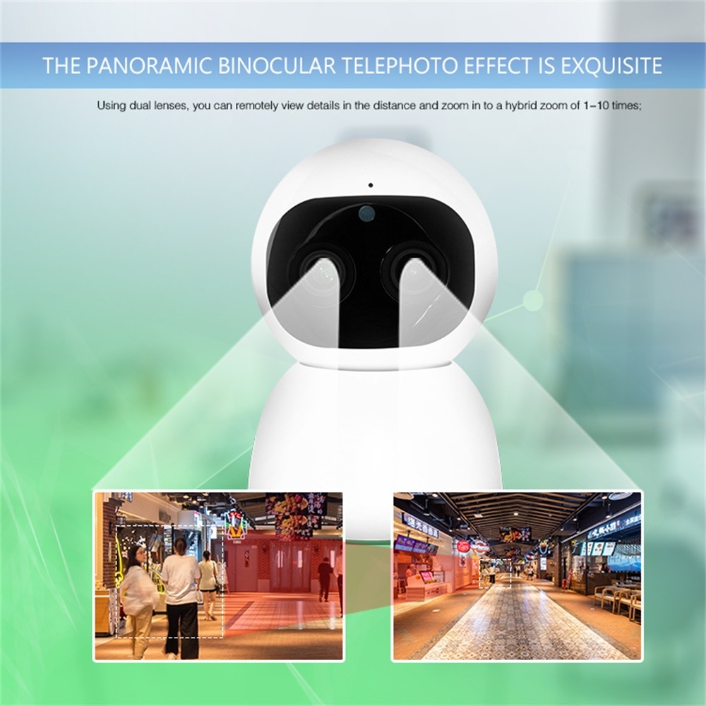 Dual Lens Smart WIFI Voice Alarm Home Security Camera Humanoid Tracking
