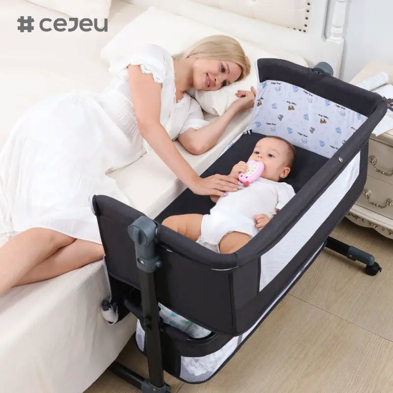 Wholesale High Quality Newborn Bedside Crib, Potable Baby Bedside Sleeper,Baby Cot Bed Crib with Canopy and Mosquito Net