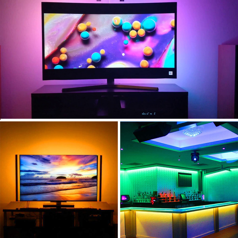 Support Dimmer Yes 5m RGB Strip Light Set With 24keys Bluetooth 5V RGB SMD 5050 LED