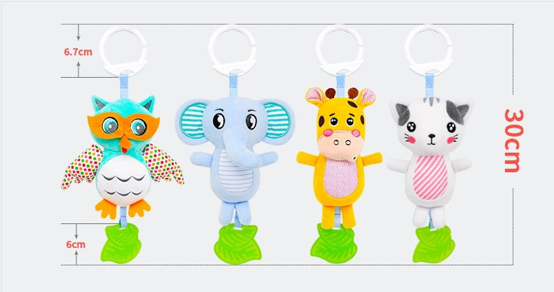 Silicone 30CM Spiral Plush Stroller Bar Toy With Bell