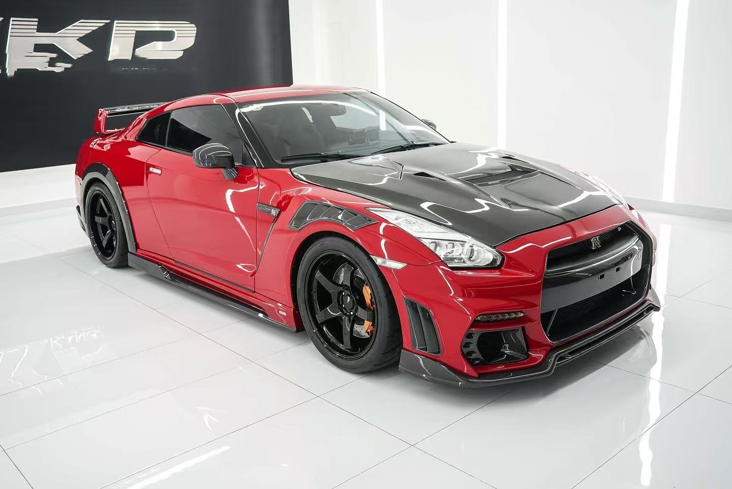 GTR R35 Nissan Body Kit Carbon Fiber KP Style Bumper Spoiler Front Widebody Kit