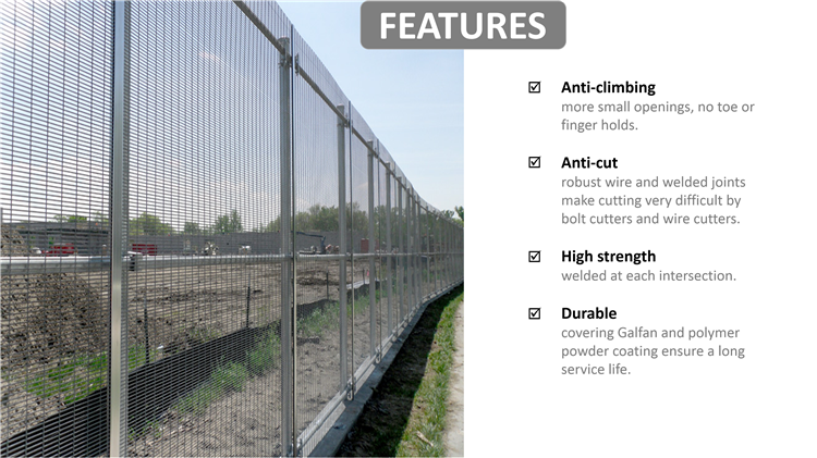 South Africa Anti Climb Galvanized Steel Wire Prison Mesh 358 Security Fence