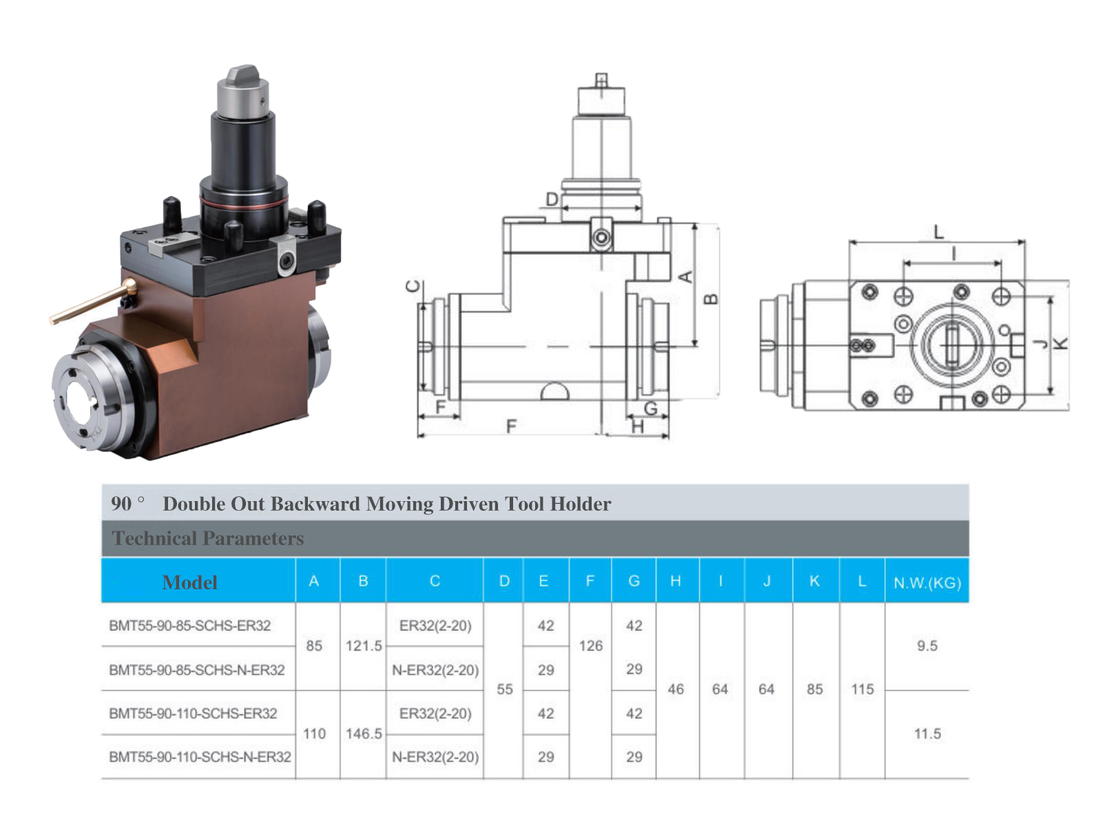 Stable Speed Increasing Bmt65 Live Tool Holders Radial Live Tool Holder
