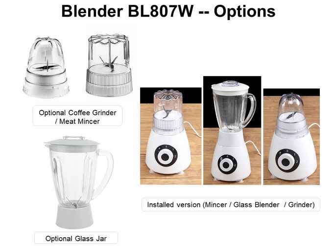600W 1.5 L BL807 Plastic / Glass Jar Food Blender