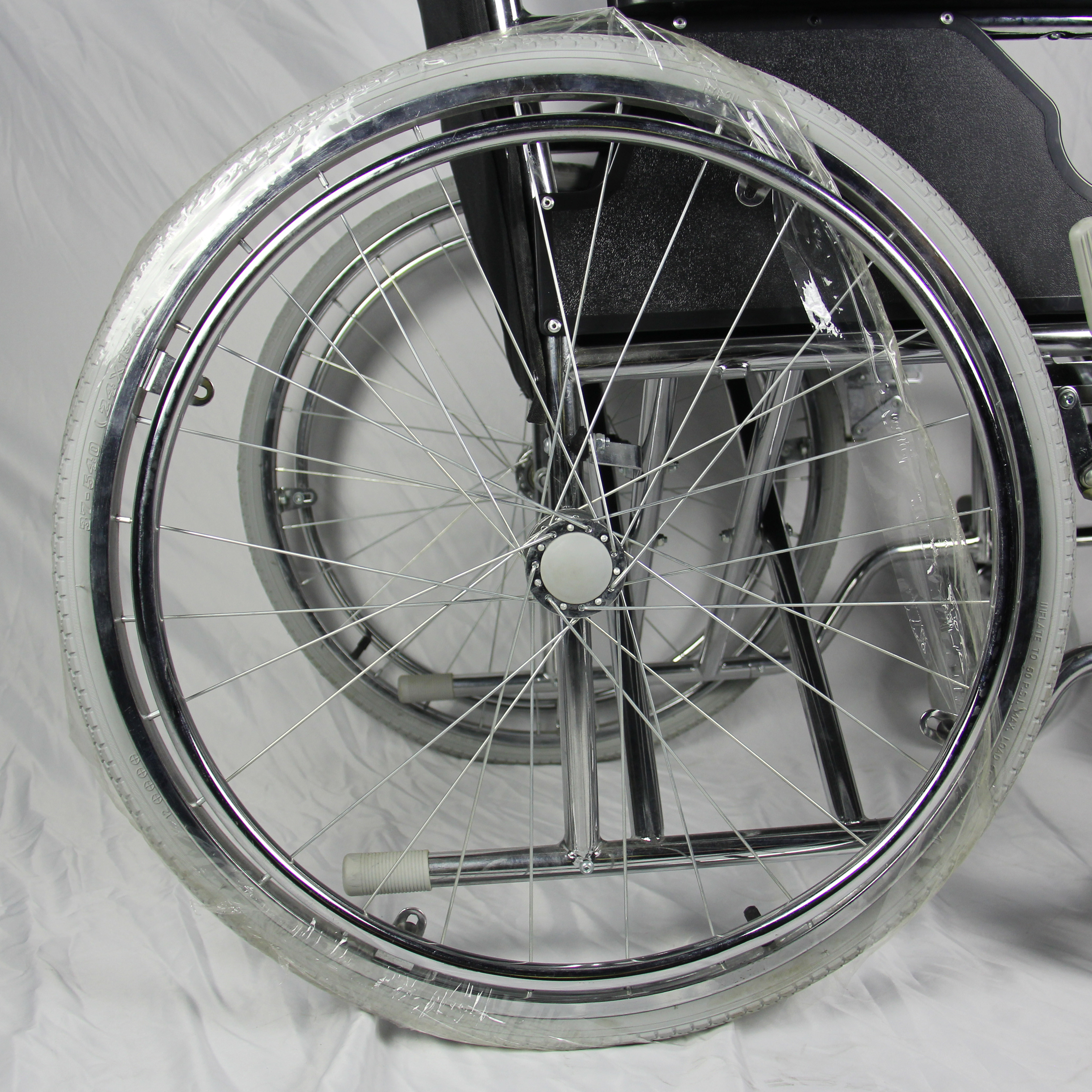 Chromed Frame Folding Steel Wheelchair With Double Cross Bar