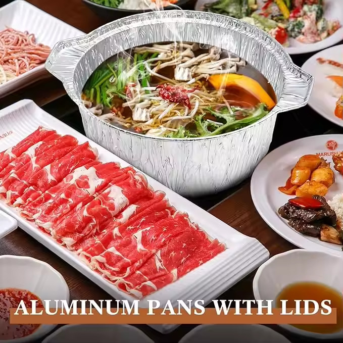 ODM Disposable Aluminum Foil Pot With Aluminum Foil Lid 255*91mm 2200ml 75oz