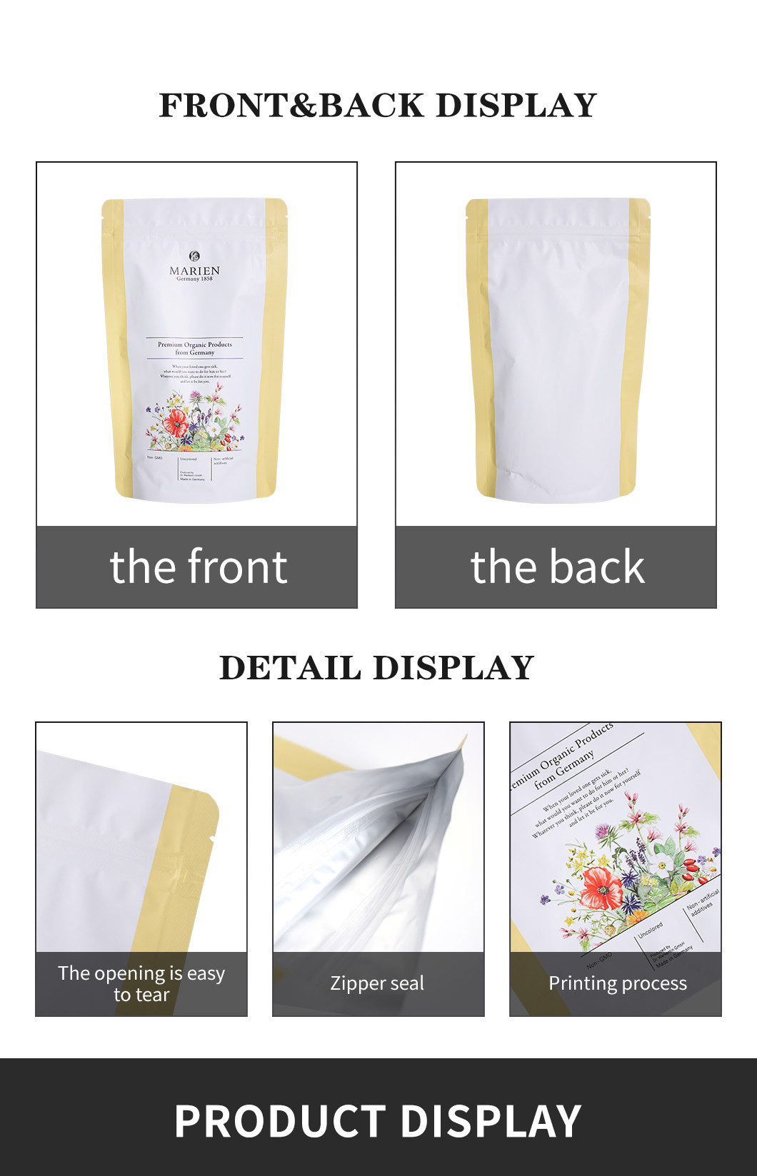 Empty Hand Rolling Custom Tobacco Pouches Zipper Top